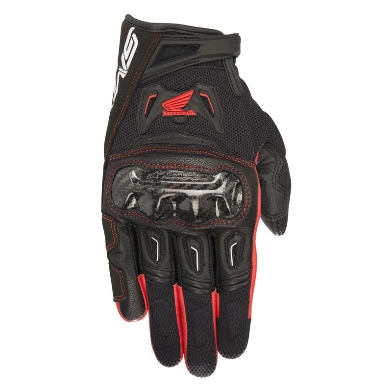 Alpinestars SMX-2 Air Carbon Honda motorcykelhandsker Kollektion Sort og rød