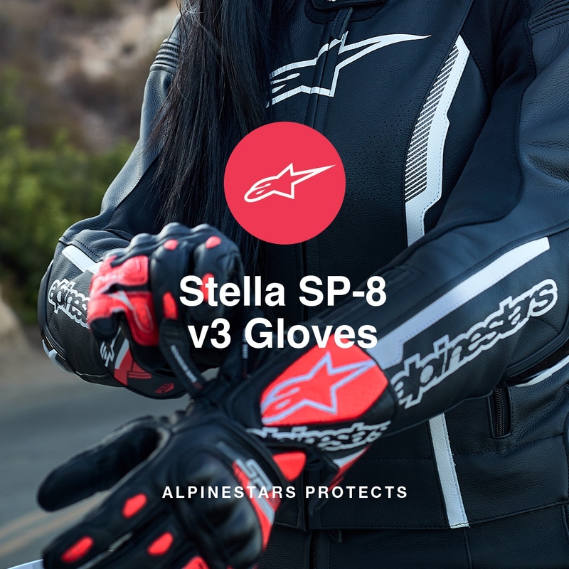 Alpinestars SP-8 motorcykelhandsker til kvinder, sort, hvid og pink