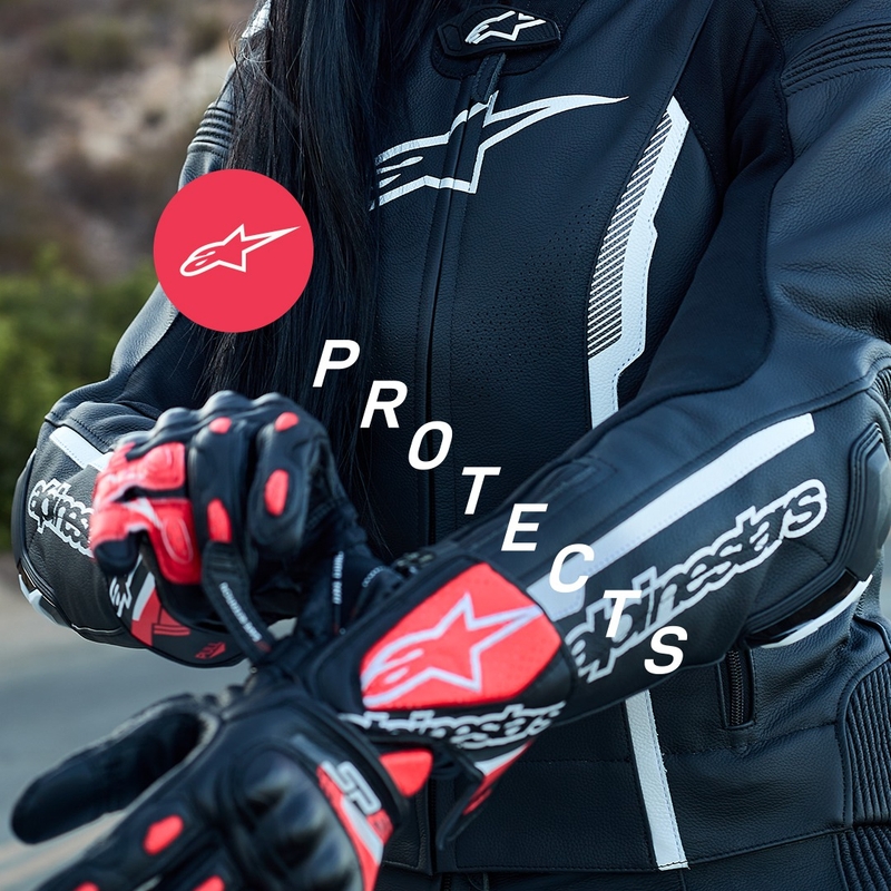 Alpinestars SP-8 motorcykelhandsker til kvinder, sort, hvid og pink