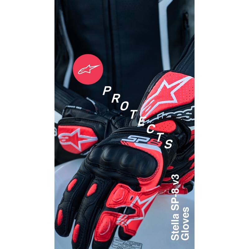 Alpinestars SP-8 motorcykelhandsker til kvinder, sort, hvid og pink