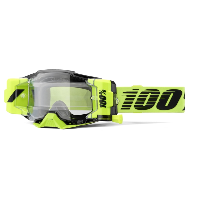 Motocrossbriller 100% - USA Armega Forecast fluo green (klart glas)