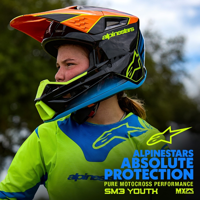 Alpinestars S-M3 FRAY børne motocrosshjelm sort-fluo orange-fluo gul-turkis