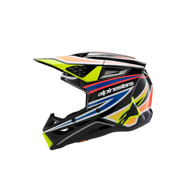 Alpinestars S-M3 WURX børne motocrosshjelm sort-fluo gul-blå-rød