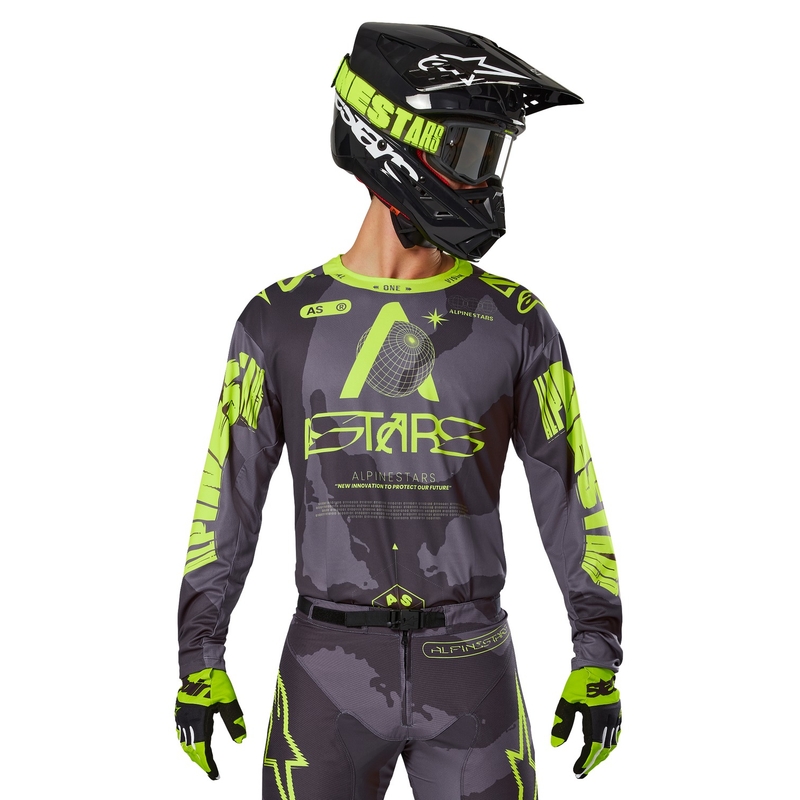 Alpinestars Racer Hollow mørk camo-fluogul motocrosstrøje
