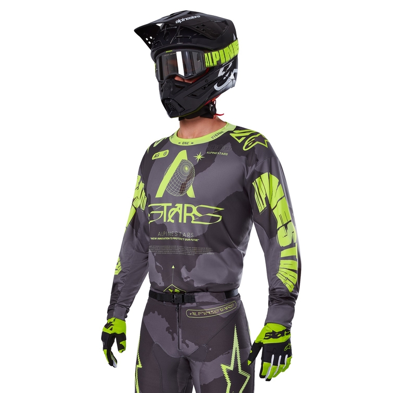 Alpinestars Racer Hollow mørk camo-fluogul motocrosstrøje