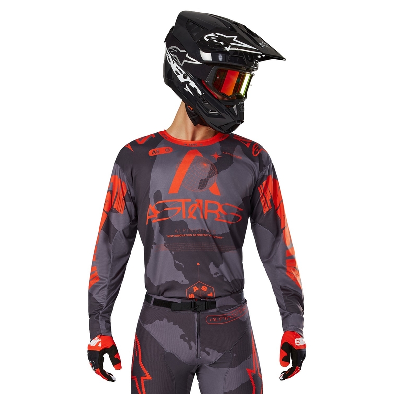 Alpinestars Racer Hollow grå camo-fluo-orange motocrosstrøje