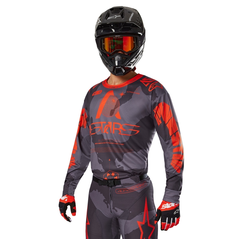 Alpinestars Racer Hollow grå camo-fluo-orange motocrosstrøje