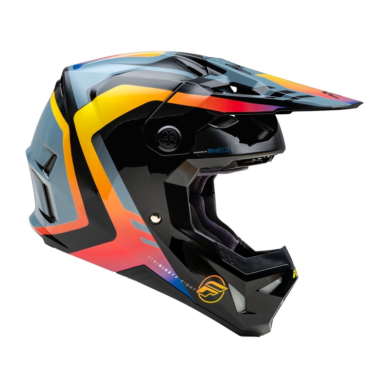 Motocrosshjelm FLY Racing Formula CP sort-grå-regnbue