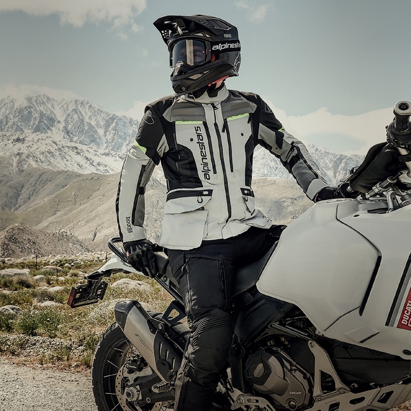 Alpinestars Bogota PRO Drystar motorcykeljakke grå-sort-fluo gul