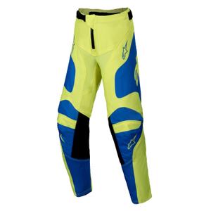 Alpinestars Racer Veil fluogul-blå motocrossbukser til børn