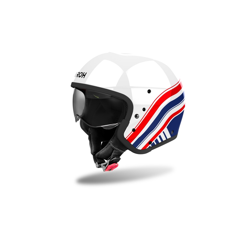 Modulær motorcykelhjelm Airoh J110 Eon blank hvid-blå-rød