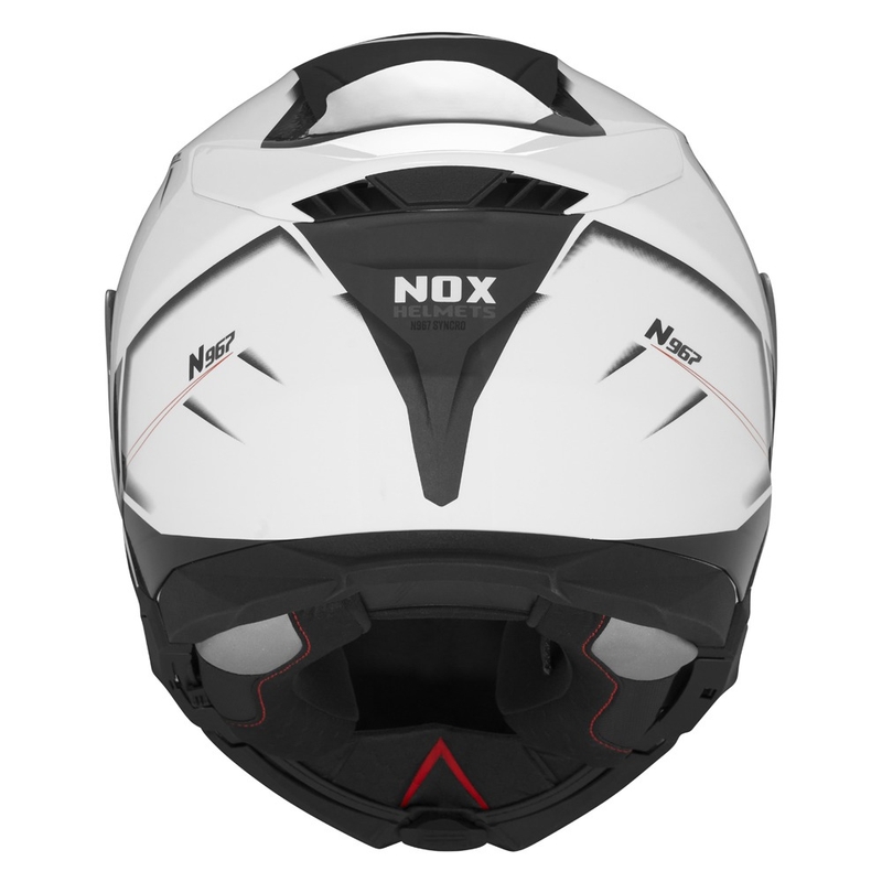 Vyklápěcí helma na motorku NOX N967 Synchro bílo-černo-červená