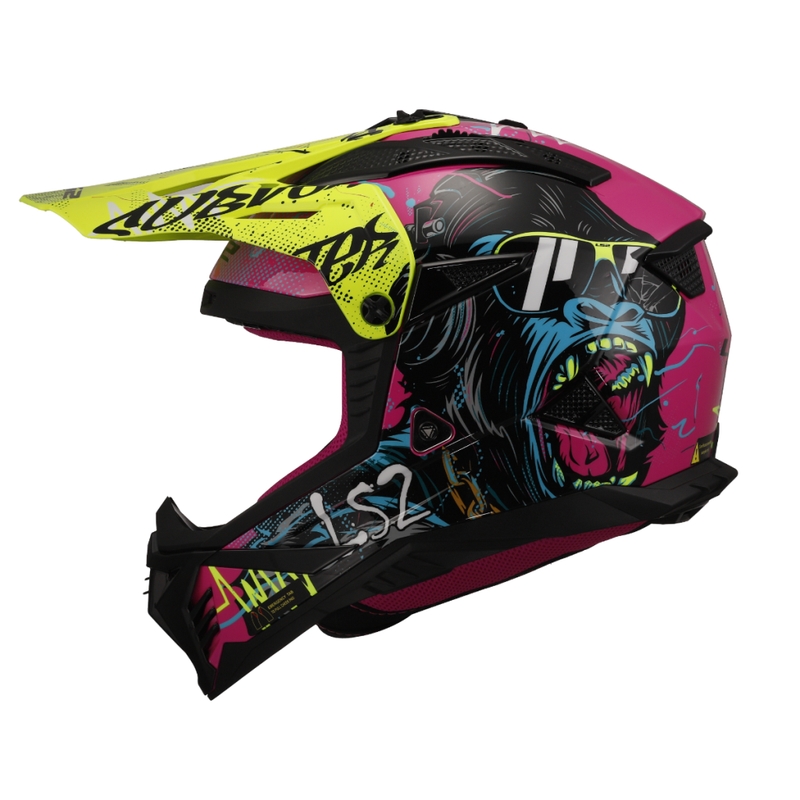 Motocrosshjelm LS2 MX708 Fast II Gorilla lilla-gul