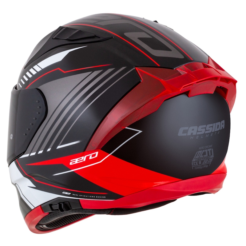 Cassida Aero Drome sort-rød-hvid-grå integreret motorcykelhjelm