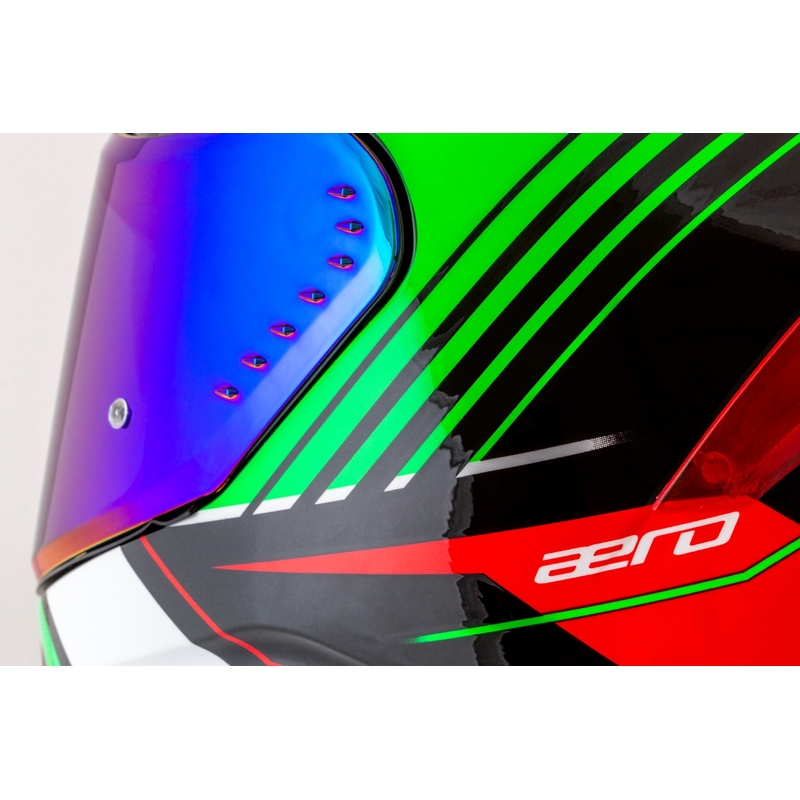 Cassida Aero Drome sort-rød-grøn-hvid integreret motorcykelhjelm