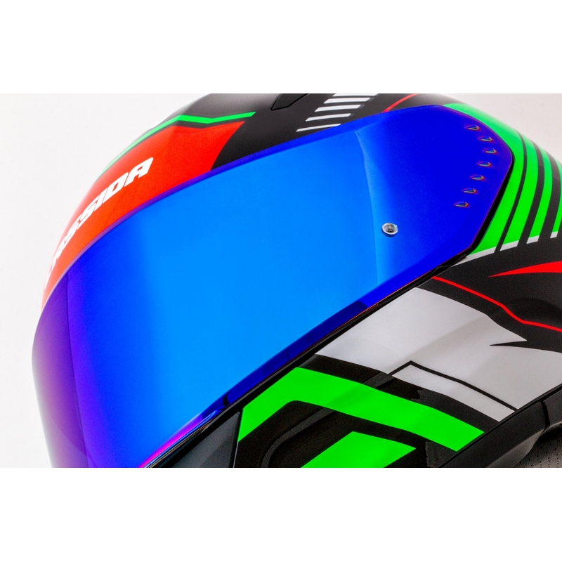 Cassida Aero Drome sort-rød-grøn-hvid integreret motorcykelhjelm