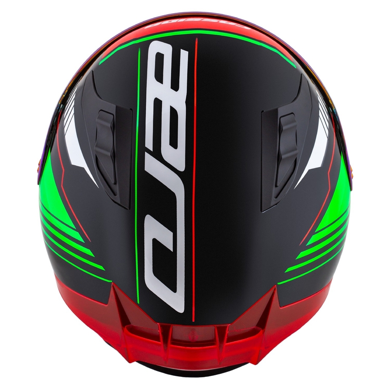 Cassida Aero Drome sort-rød-grøn-hvid integreret motorcykelhjelm