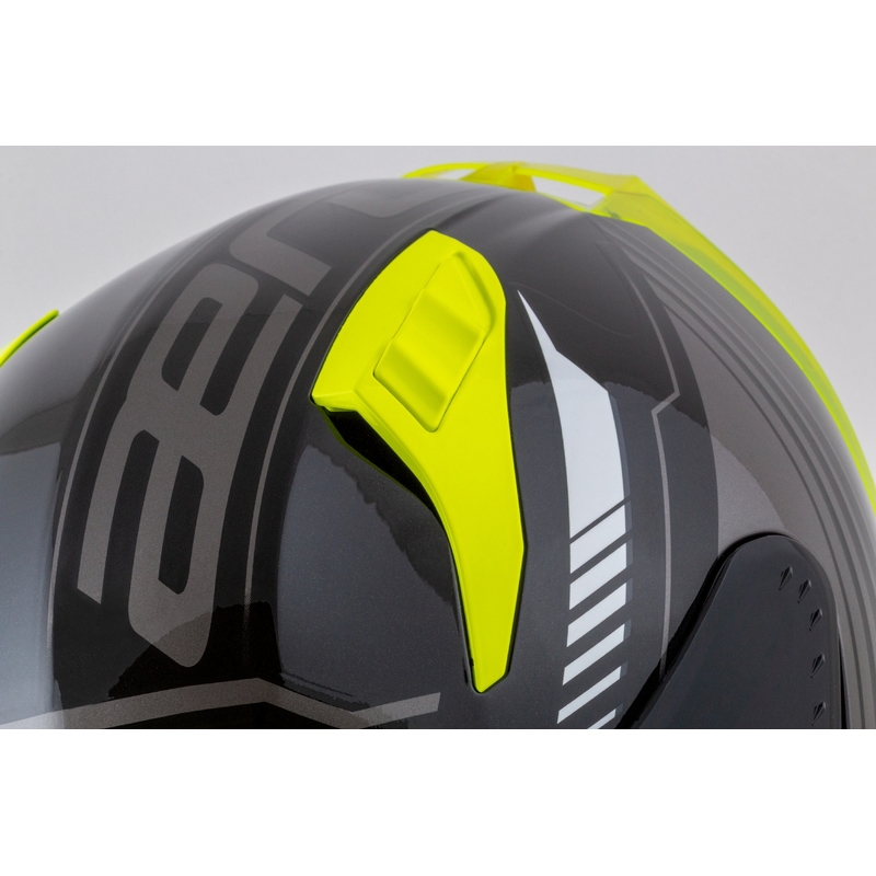 Cassida Aero Drome sort-fluogul-hvid-grå integreret motorcykelhjelm