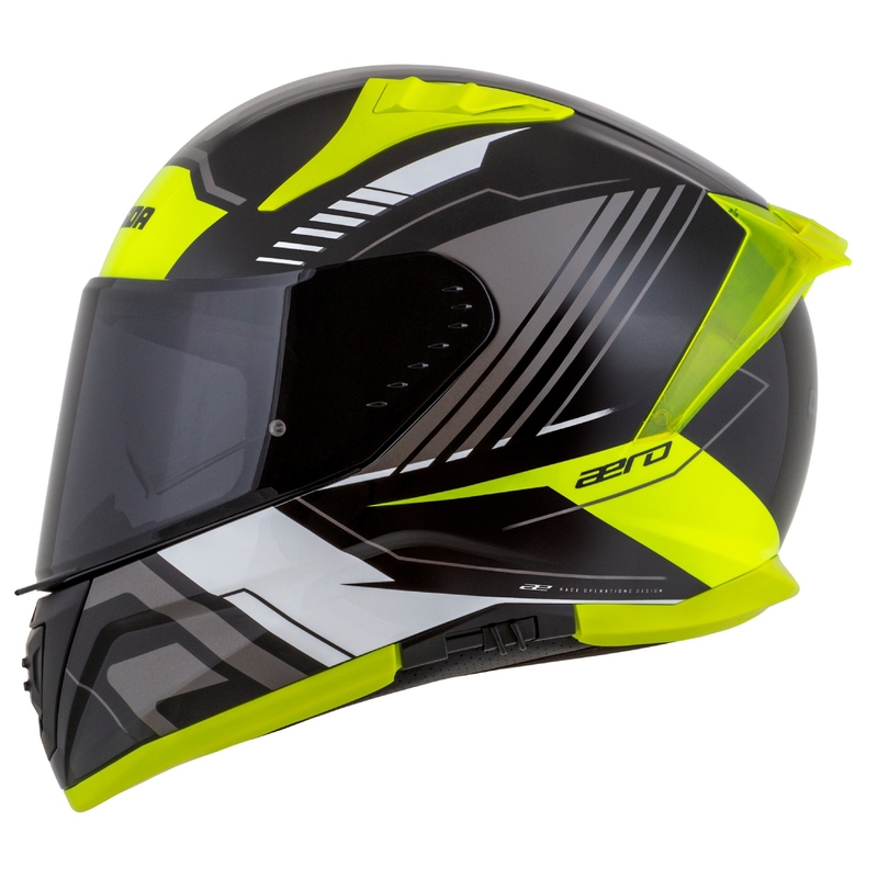 Cassida Aero Drome sort-fluogul-hvid-grå integreret motorcykelhjelm