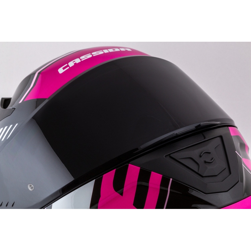 Cassida Aero Drome sort-pink-hvid integreret motorcykelhjelm
