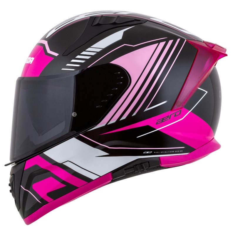 Cassida Aero Drome sort-pink-hvid integreret motorcykelhjelm