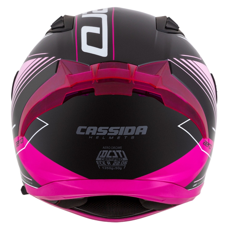 Cassida Aero Drome sort-pink-hvid integreret motorcykelhjelm