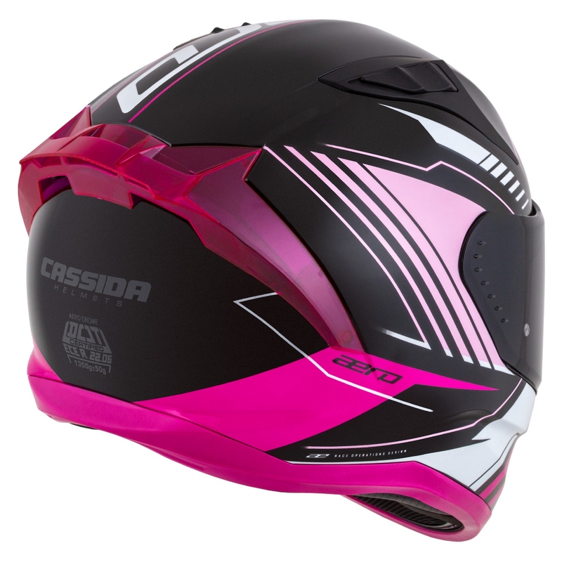 Cassida Aero Drome sort-pink-hvid integreret motorcykelhjelm