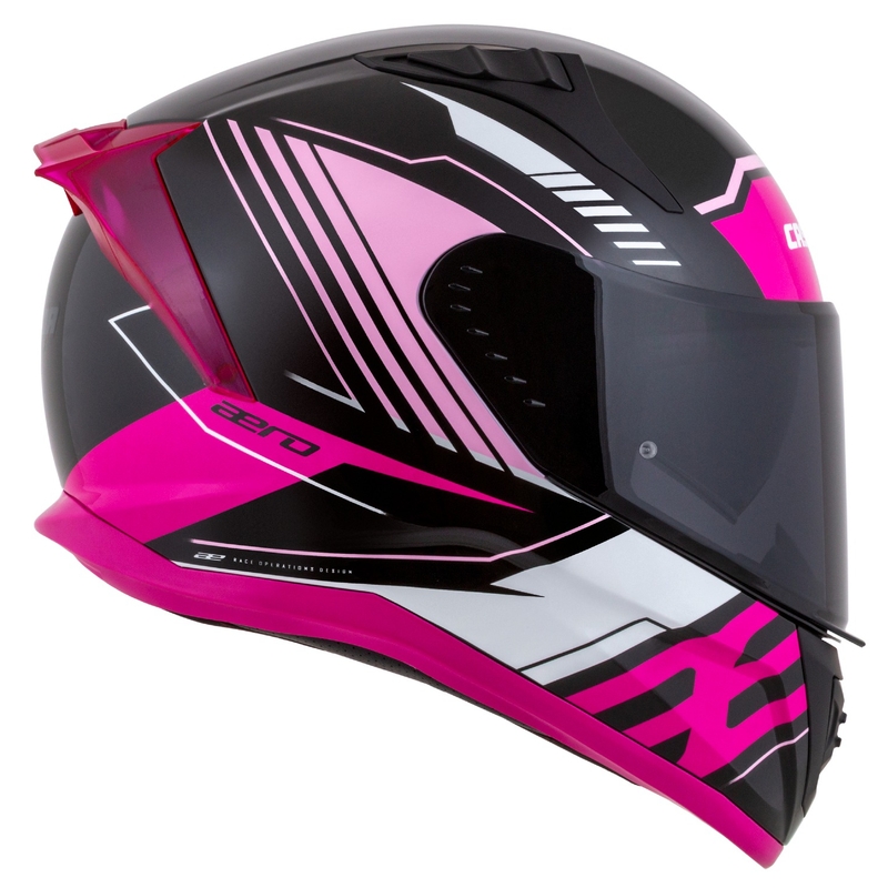 Cassida Aero Drome sort-pink-hvid integreret motorcykelhjelm