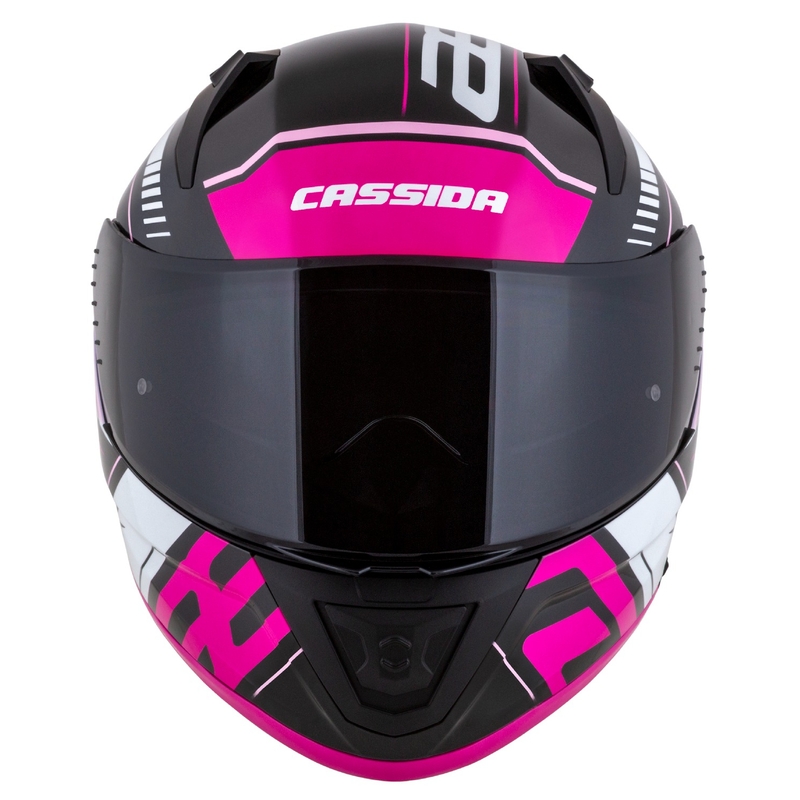 Cassida Aero Drome sort-pink-hvid integreret motorcykelhjelm