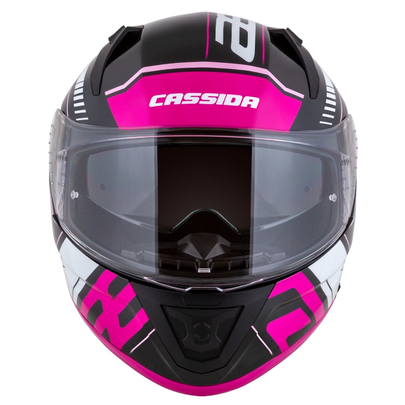 Cassida Aero Drome sort-pink-hvid integreret motorcykelhjelm