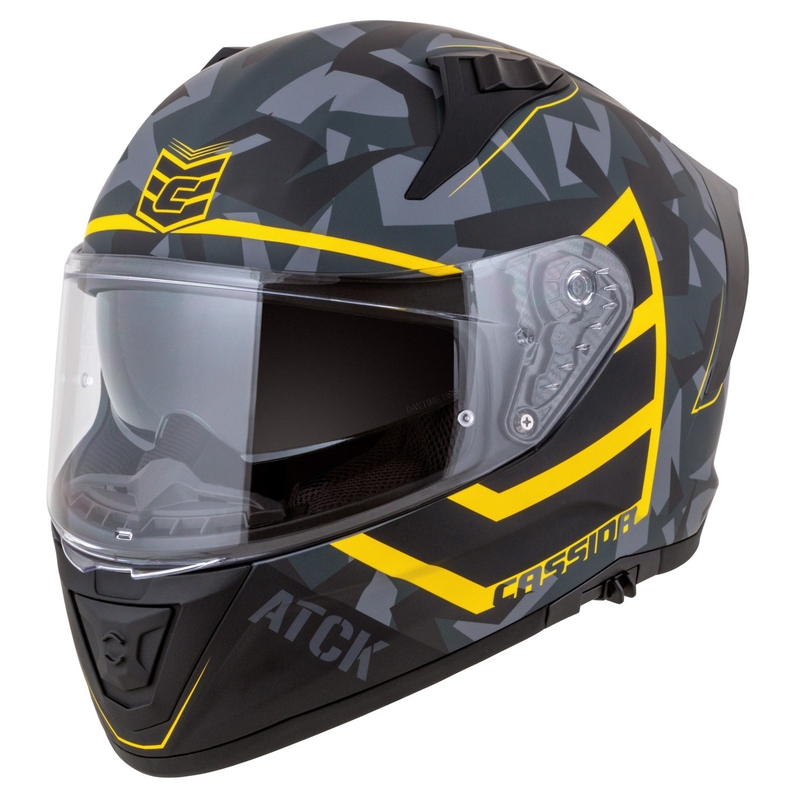 Integral motorcykelhjelm Cassida Aero camo grå-sort-fluogul