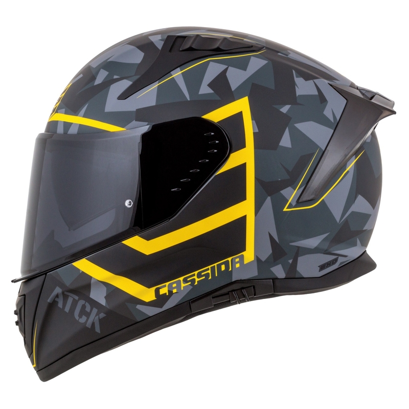 Integral motorcykelhjelm Cassida Aero camo grå-sort-fluogul