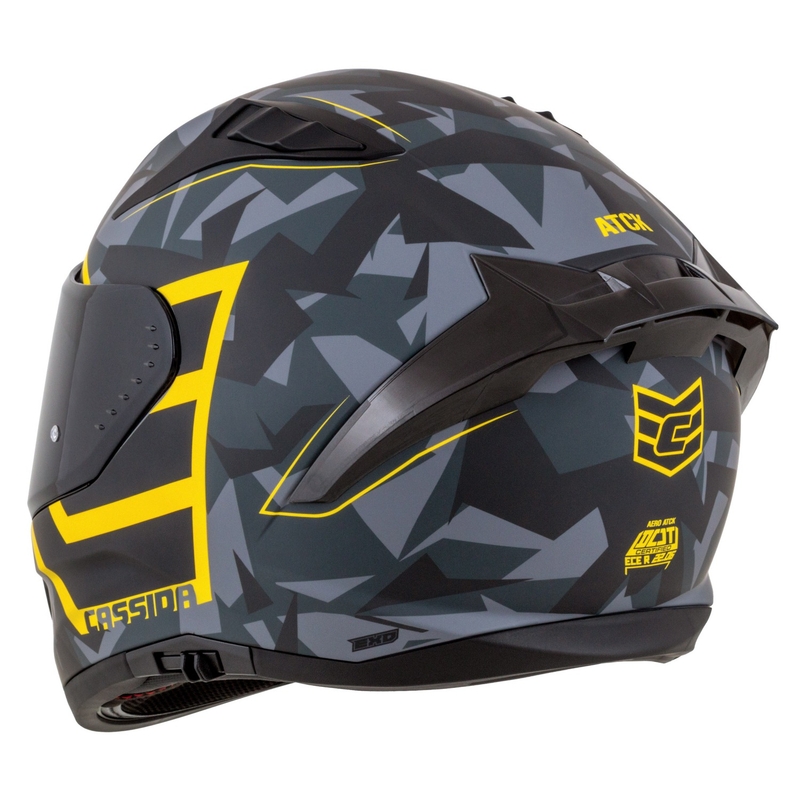 Integral motorcykelhjelm Cassida Aero camo grå-sort-fluogul