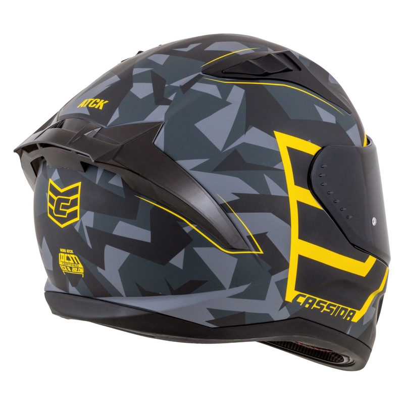 Integral motorcykelhjelm Cassida Aero camo grå-sort-fluogul