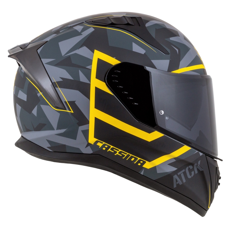 Integral motorcykelhjelm Cassida Aero camo grå-sort-fluogul