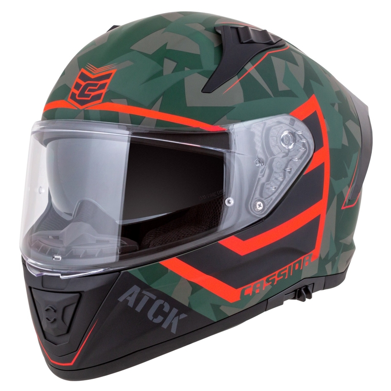 Cassida Aero ATCK camo grøn-sort-grå-orange integreret motorcykelhjelm