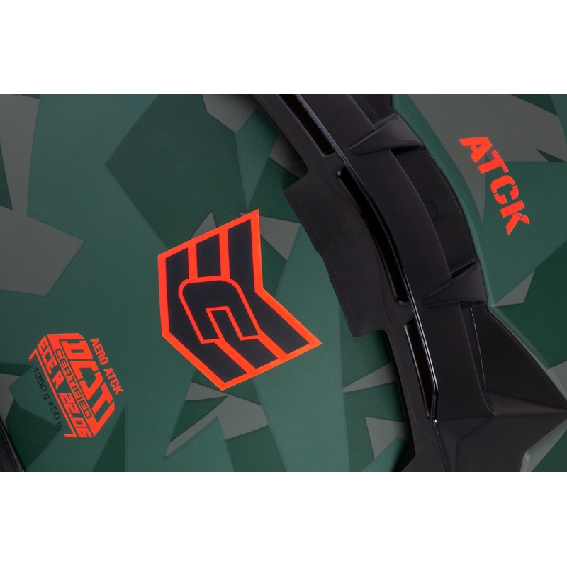Cassida Aero ATCK camo grøn-sort-grå-orange integreret motorcykelhjelm