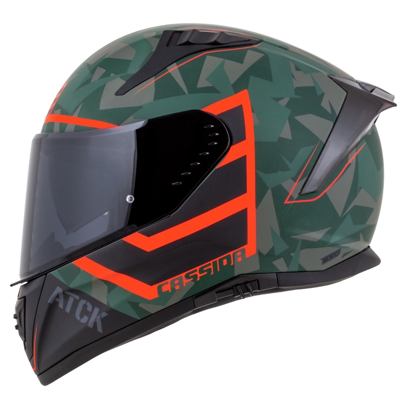 Cassida Aero ATCK camo grøn-sort-grå-orange integreret motorcykelhjelm