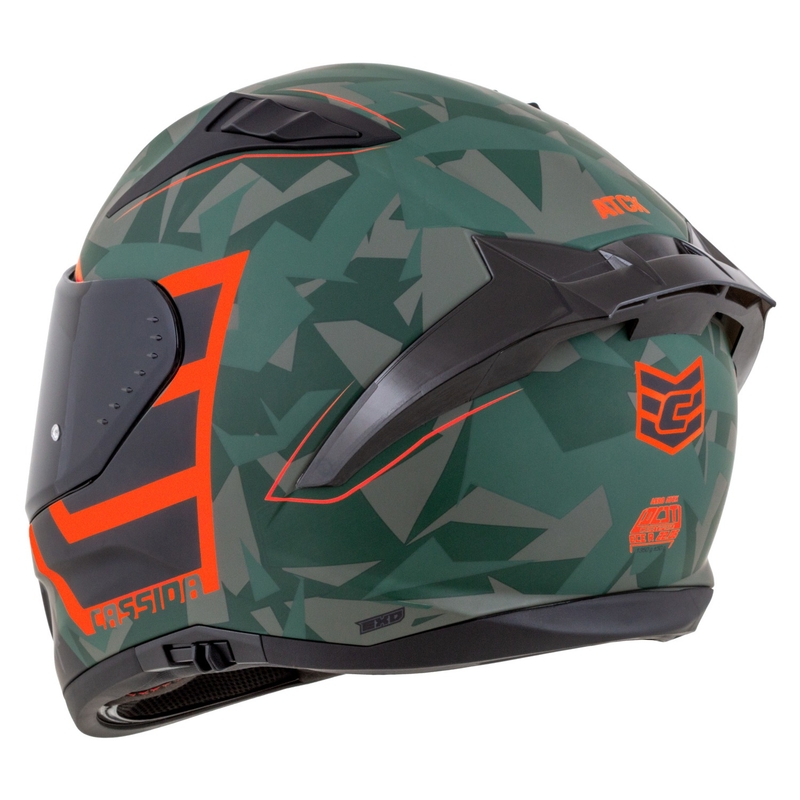 Cassida Aero ATCK camo grøn-sort-grå-orange integreret motorcykelhjelm