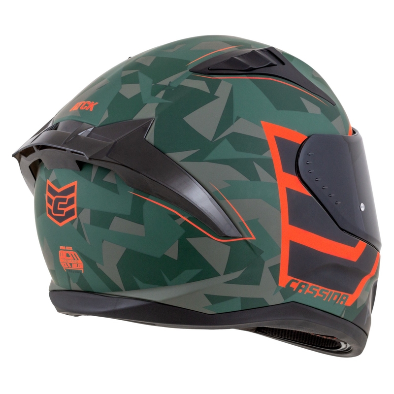 Cassida Aero ATCK camo grøn-sort-grå-orange integreret motorcykelhjelm