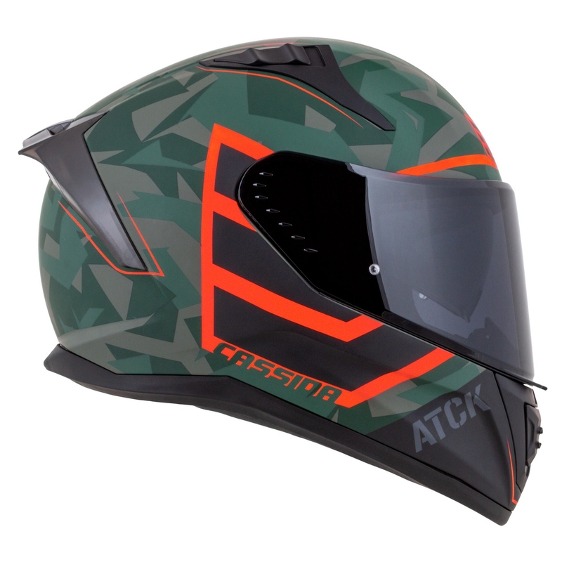 Cassida Aero ATCK camo grøn-sort-grå-orange integreret motorcykelhjelm