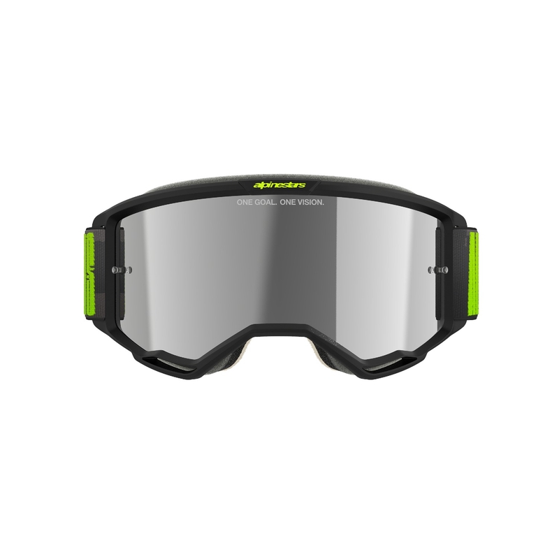 Alpinestars Vision 5 Hollow grå-fluogule motocrossbriller med spejlende sølvplexi