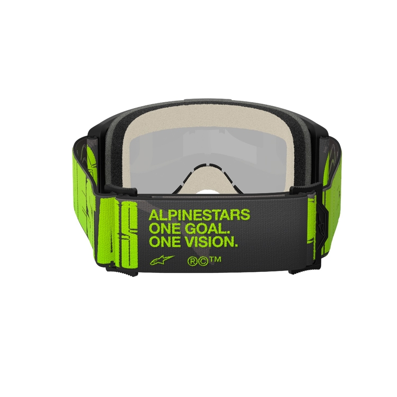 Alpinestars Vision 5 Hollow grå-fluogule motocrossbriller med spejlende sølvplexi