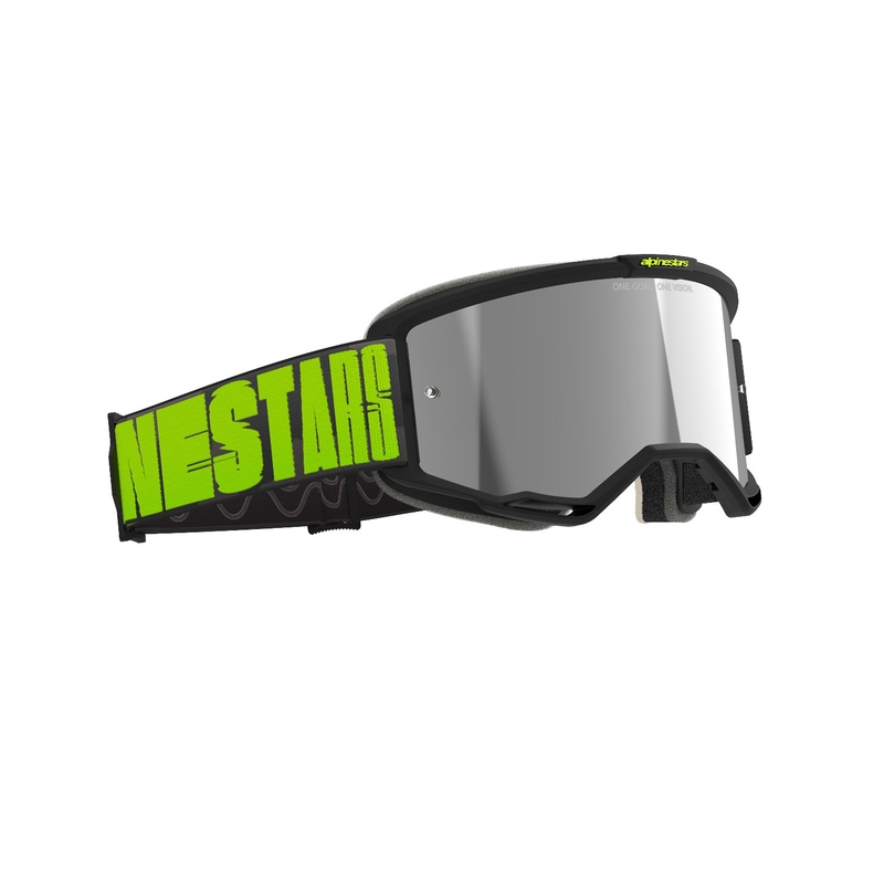 Alpinestars Vision 5 Hollow grå-fluogule motocrossbriller med spejlende sølvplexi
