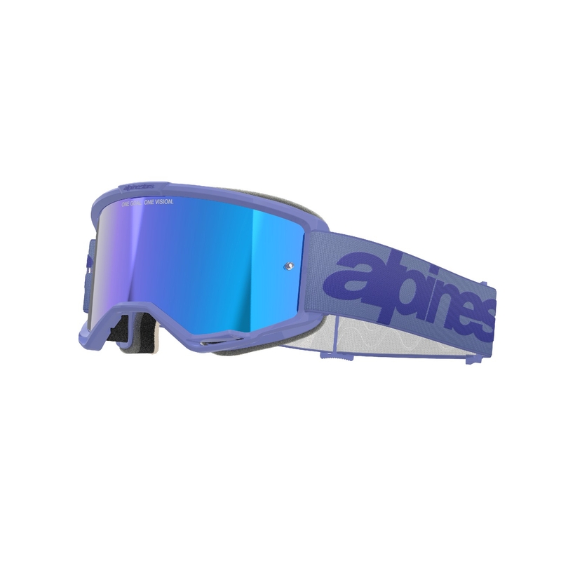 Alpinestars Vision 5 Wordmark motocrossbriller lilla med spejlblank blå plexi