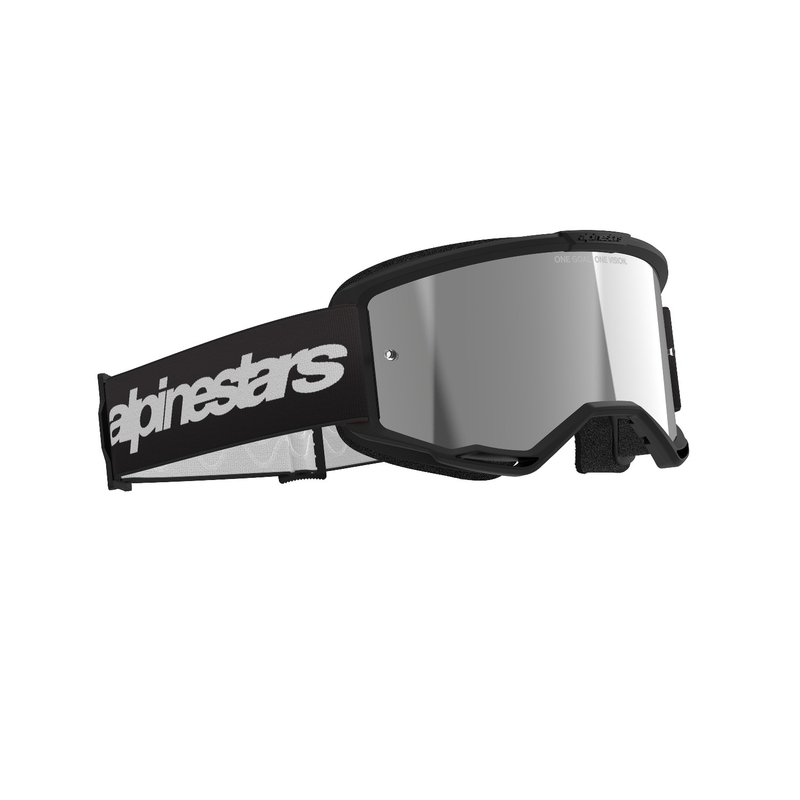 Alpinestars Vision 3 Wordmark motocrossbrille sort med spejlende sølvplexi
