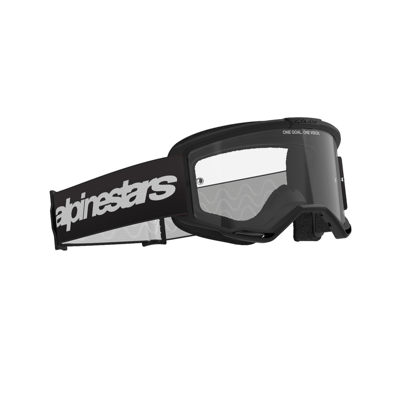 Alpinestars Vision 3 Wordmark motocrossbriller sort med klar plexi