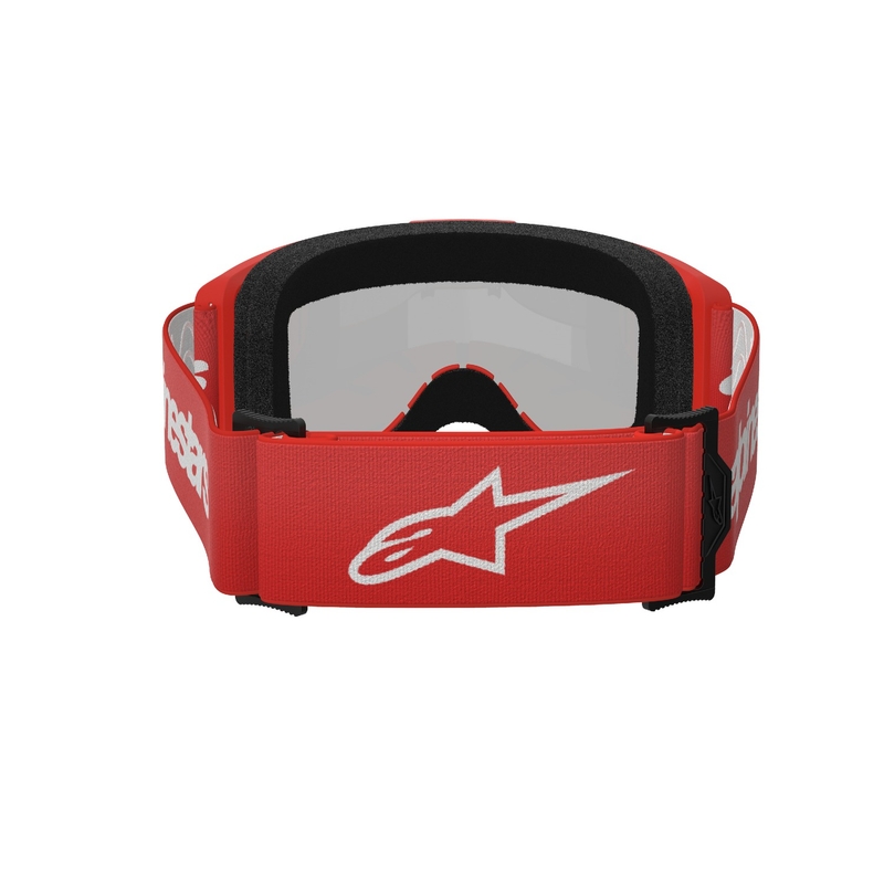 Alpinestars Vision 3 Wordmark motocrossbrille rød med sølvfarvet radialglas