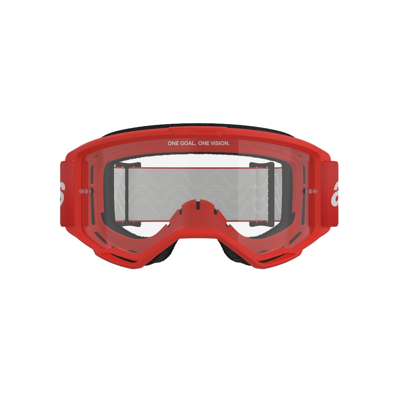 Alpinestars Vision 3 Wordmark røde motocrossbriller med klart plexi