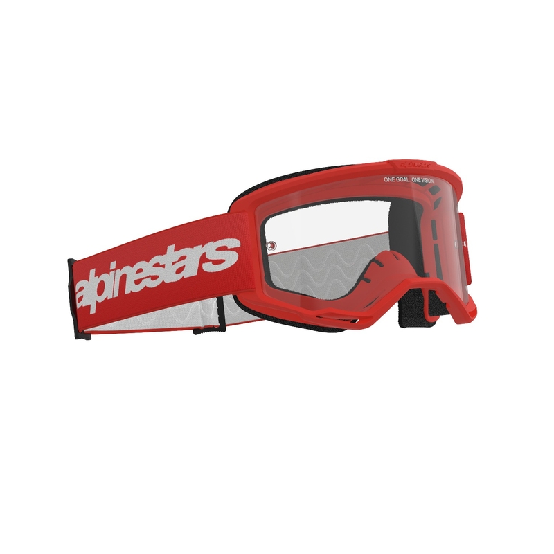Alpinestars Vision 3 Wordmark røde motocrossbriller med klart plexi